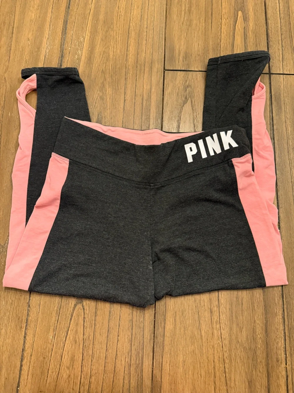 PINK Victoria's Secret Black Leggings with Pink Side Panels - Picture 4 of 4